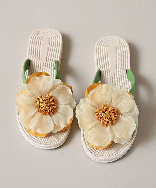Women's Summer Fashion Floral Green Beach Flip Flops