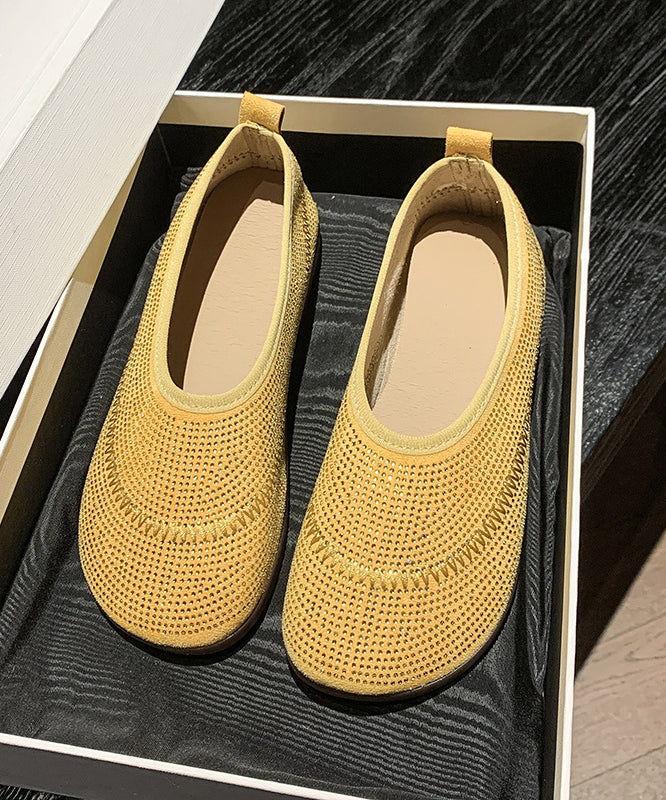 Yellow Breathable Mesh Comfy Splicing Penny Loafers