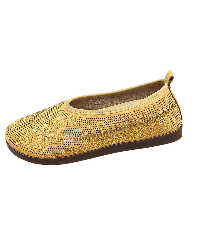 Yellow Breathable Mesh Comfy Splicing Penny Loafers