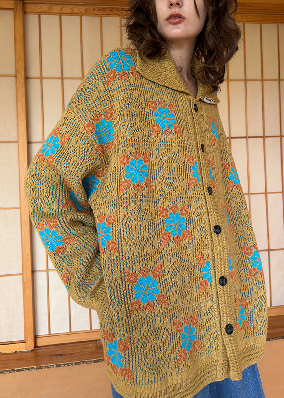 Yellow Button Pockets Cozy Knitted Cotton Coat Peter Pan Collar