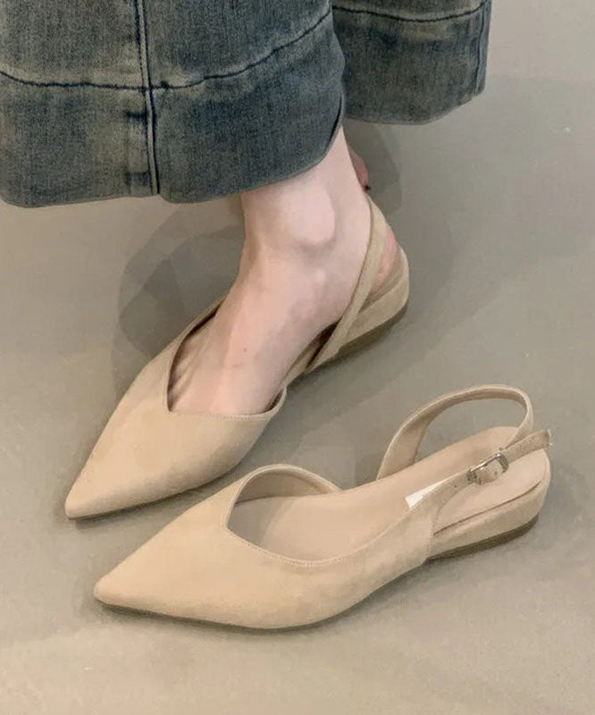 Yellow Flat Shoes For Women Splicing Suede Pointed Toe