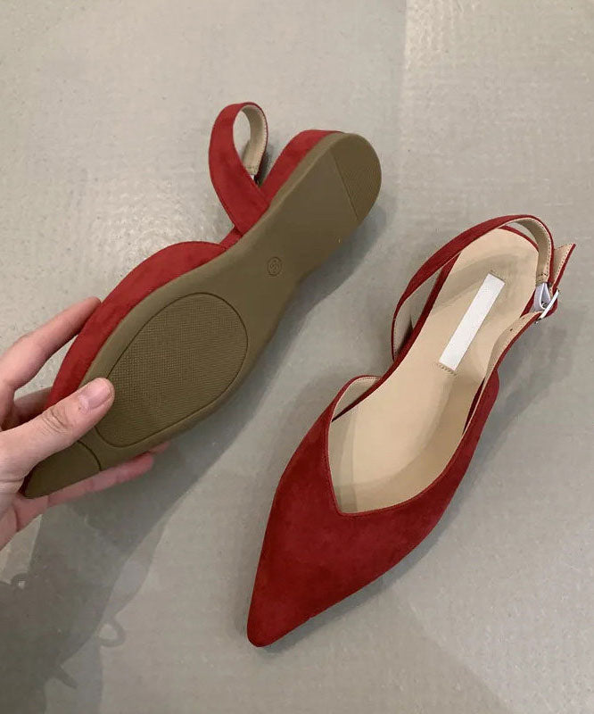 Yellow Flat Shoes For Women Splicing Suede Pointed Toe