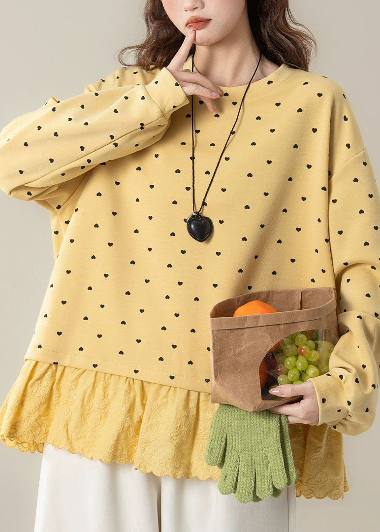 Yellow Patchwork Thick Solid Streetwear Embroidered Fall