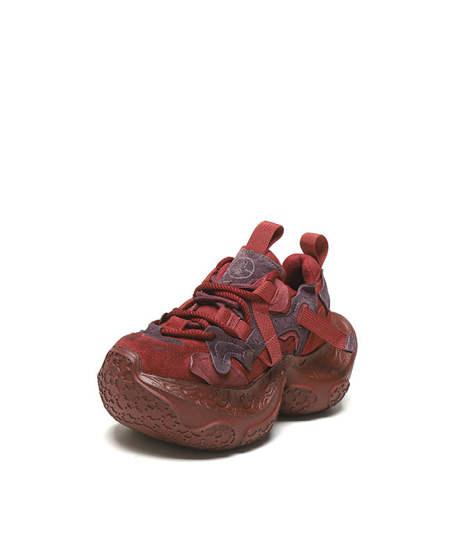 Yellow Platform Shoes Suede Casual Splicing Lace Up