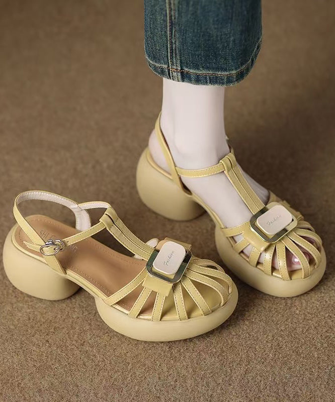 Yellow Sandals Platform Faux Leather Beautiful Sandals