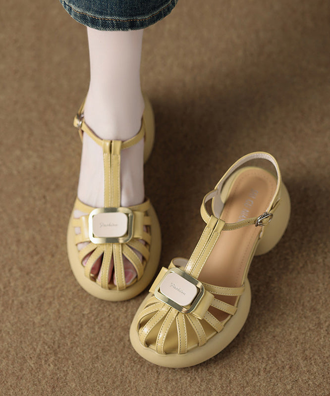 Yellow Sandals Platform Faux Leather Beautiful Sandals