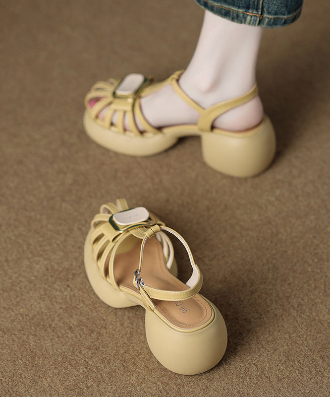 Yellow Sandals Platform Faux Leather Beautiful Sandals