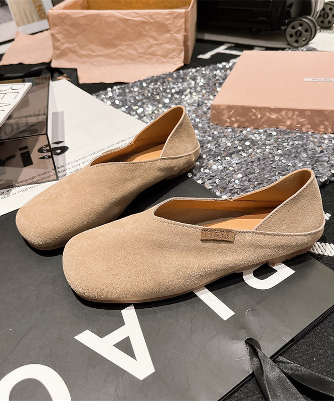 Yellow Suede Loafer Shoes Comfortable Splicing