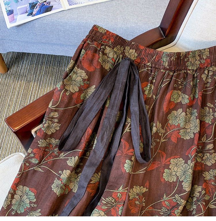 Women Summer Cotton Floral Printed Pants