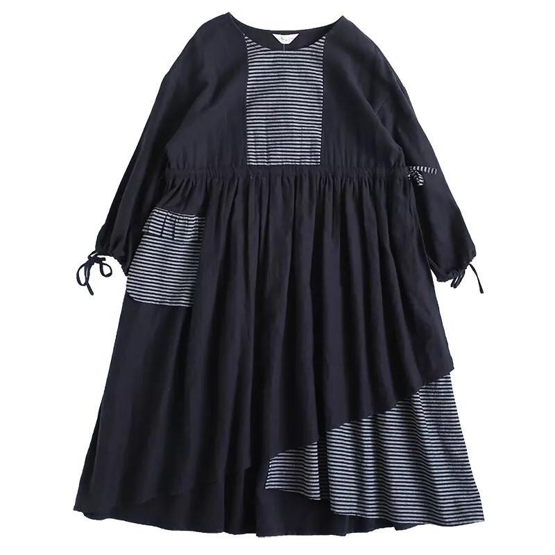 Lovely Casual Black Spliced Dress Long Sleeve