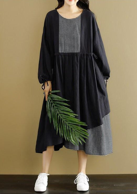 Lovely Casual Black Spliced Dress Long Sleeve