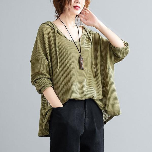 2020 Simple Style Solid Color Loose Comfortable Ladies Pullovers Sweatshirts - Omychic