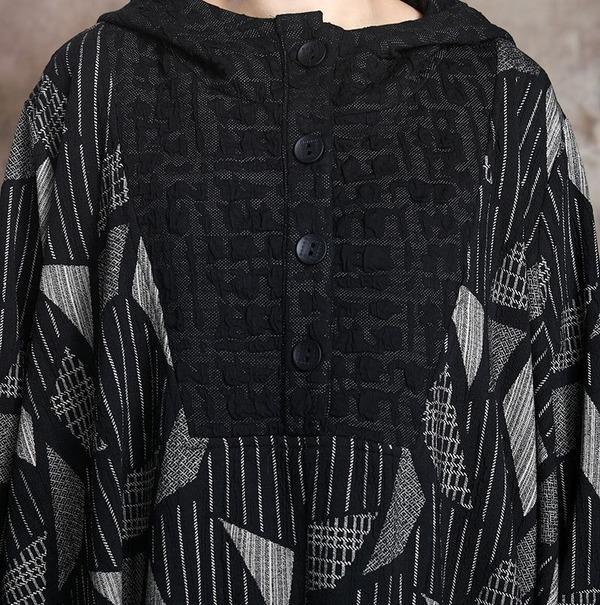 Patchwork Hooded Plus Size Dress Ladies Irregular Length Dress - Omychic
