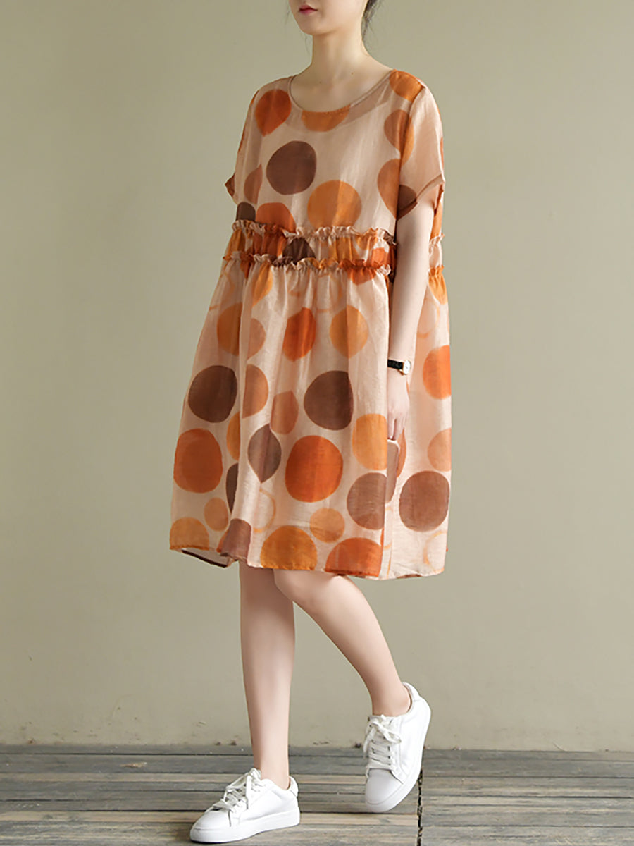 Polka Dot Lacework Waist Loose Dress Summer