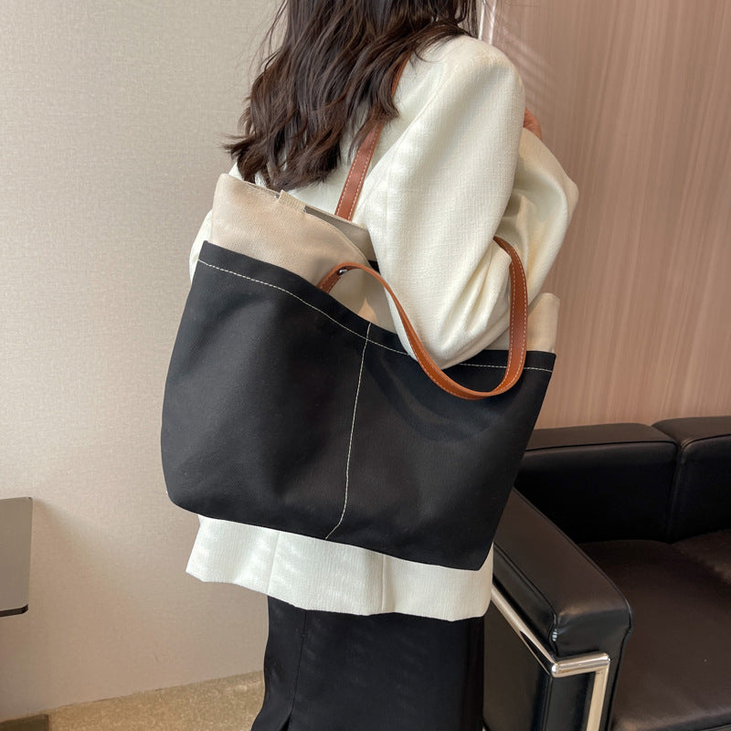 Casual Spliced Commuting Canvas Bag