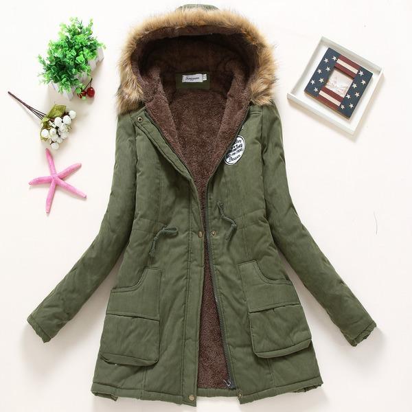 Winter women coat  Casual Outwear Military Hooded fur Coat Down Jackets - Omychic