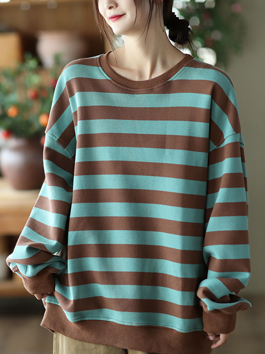 Casual Striped Pullover Loose T-Shirt