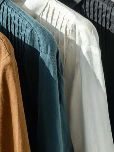 100% Linen Pleated Casual Shirt Long Sleeve