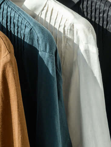 Ink Green Linen Pleated Casual Shirt Long Sleeve