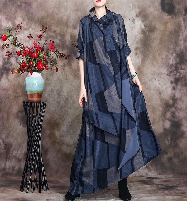 Plus Size Patchwork Dresses Female 2020 Autumn Spring Dress - Omychic