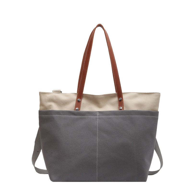 Casual Spliced Commuting Canvas Bag