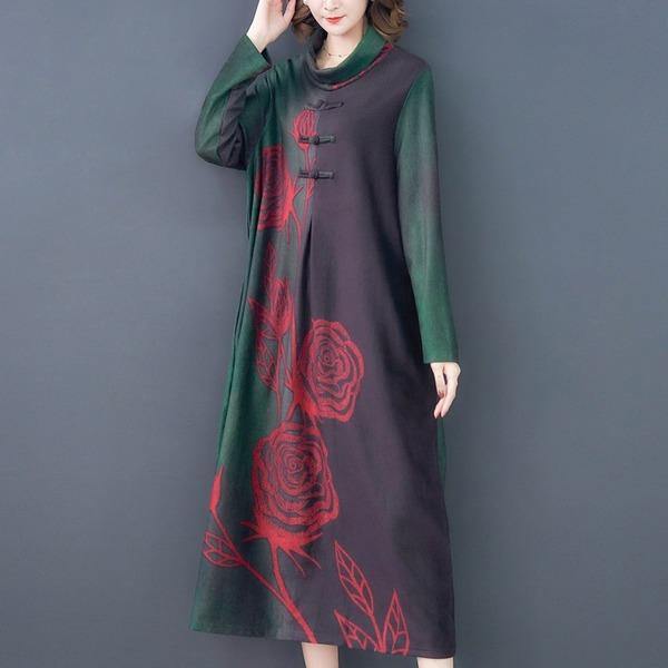 vintage floral for women casual loose autumn winter dress - Omychic
