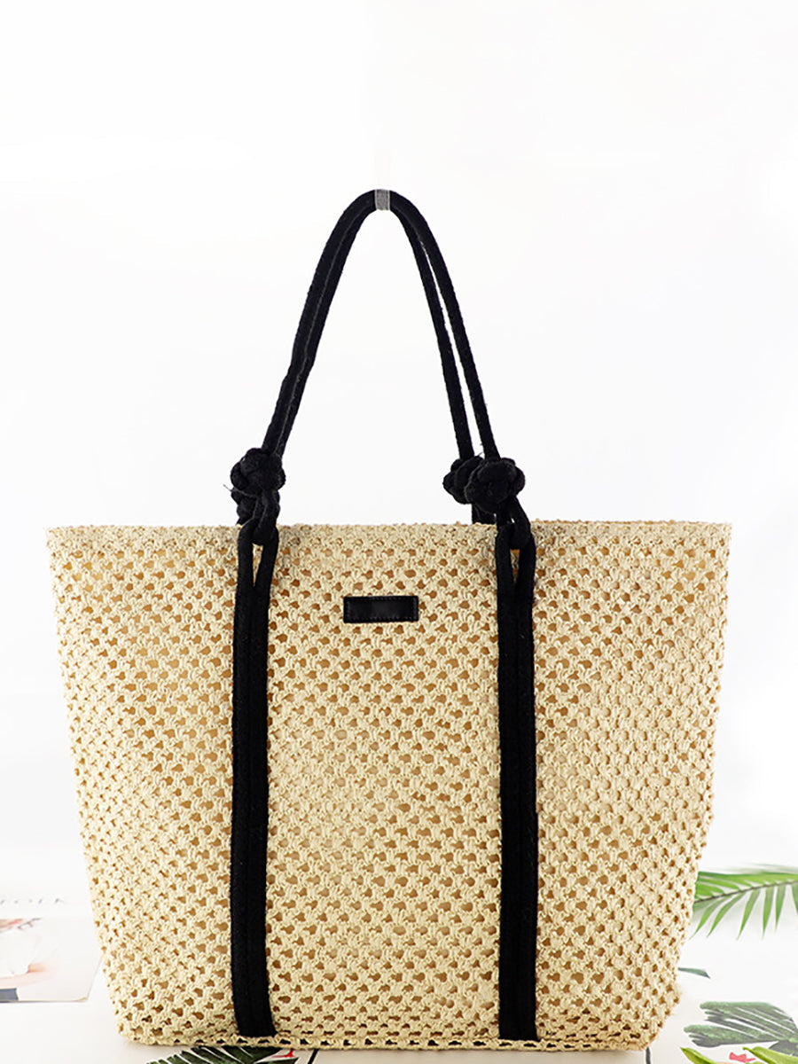 Knitted Hollow Out Straw Shoulder Bag