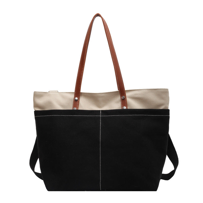 Casual Spliced Commuting Canvas Bag