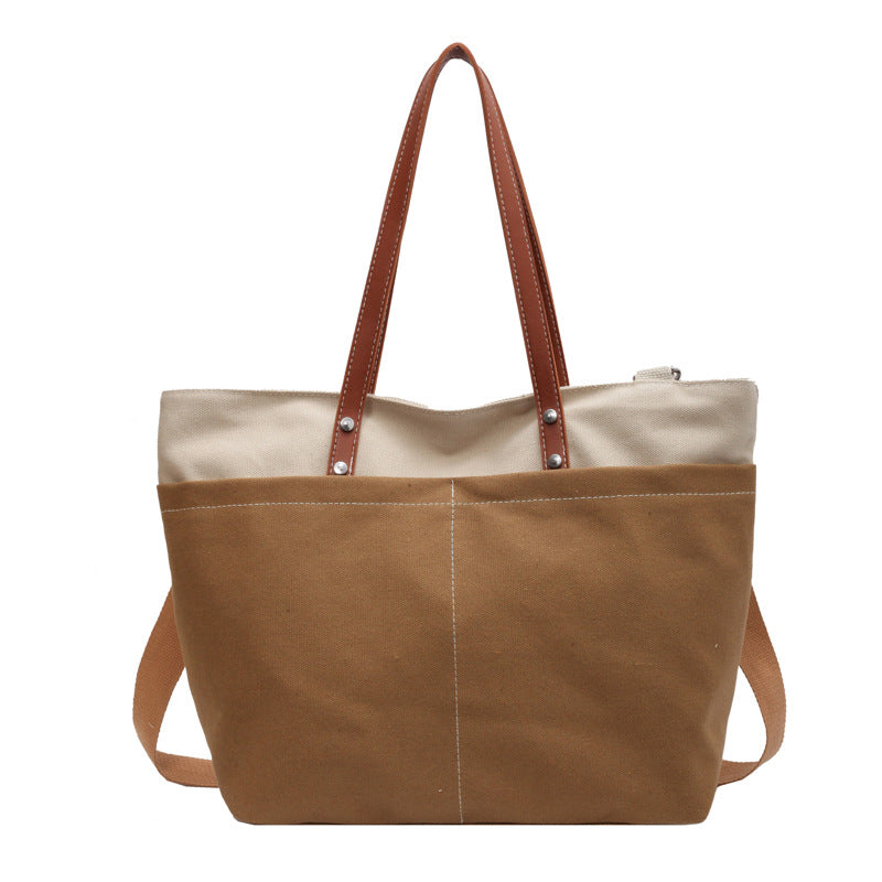 Casual Spliced Commuting Canvas Bag