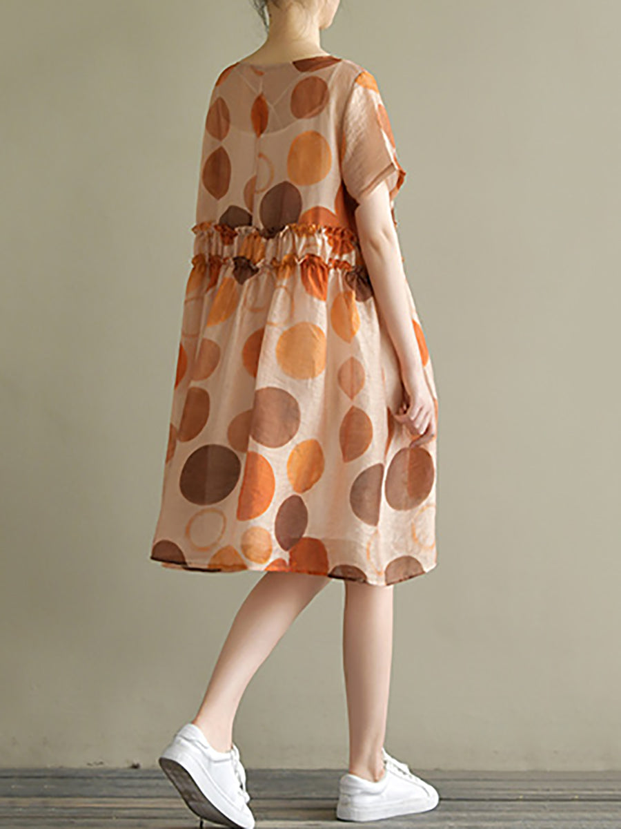 Polka Dot Lacework Waist Loose Dress Summer