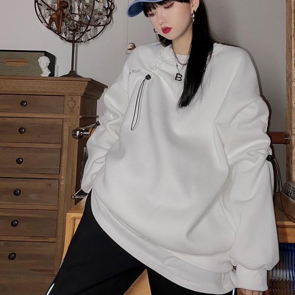Drawstring Letter Pullover Sweatshirt Women Casual Fashion Style Temperament All Match Women Clothes - Omychic