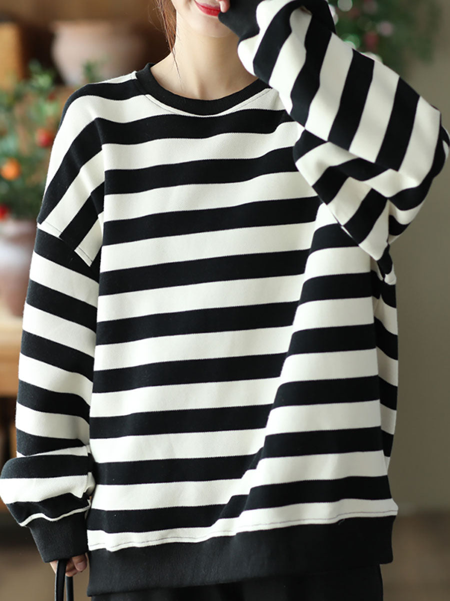 Casual Striped Pullover Loose T-Shirt