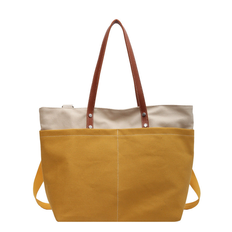 Casual Spliced Commuting Canvas Bag