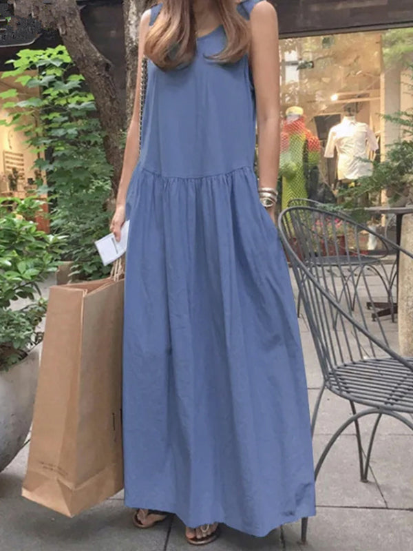 Casual Solid Color Split-Joint Loose Maxi Dress