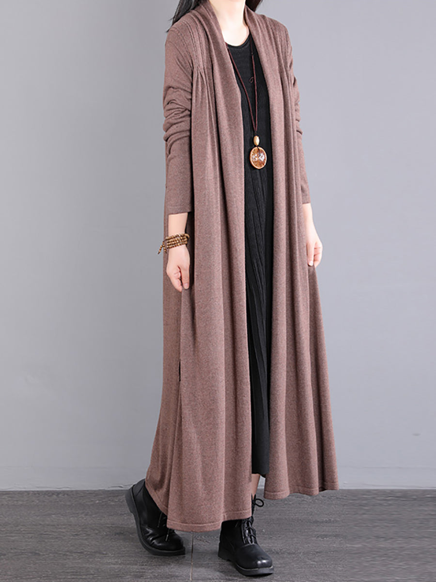 Women Autumn Loose Solid Long Knited Cardigans