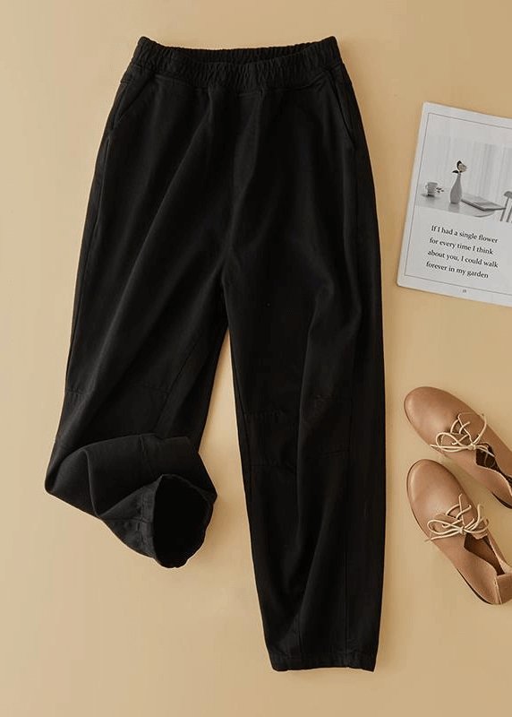 Loose Casual Straight Solid Color Ninth Pants