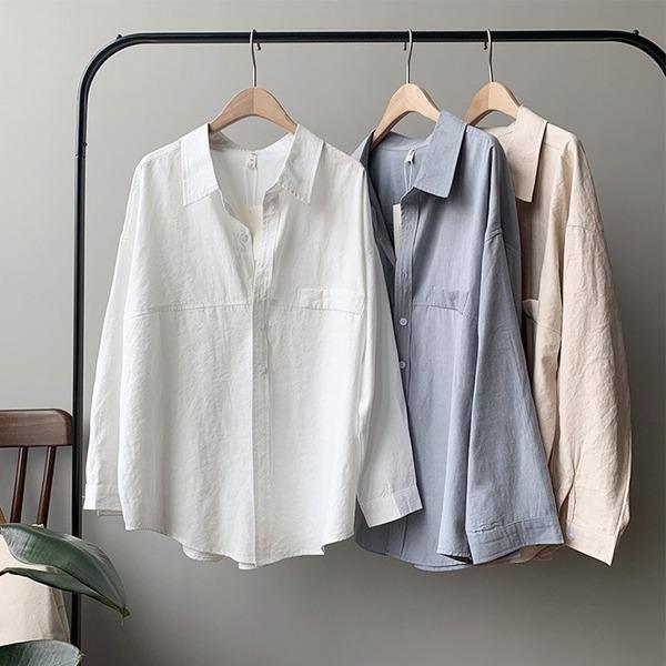 Turn-down Collar Solid Female Shirts Tops 2020 Spring Summer Blouses - Omychic