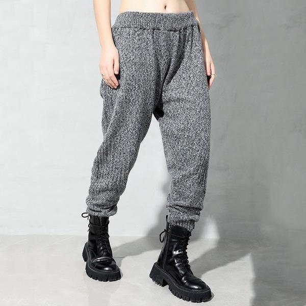 Solid Color Elastic Waist Loose Trendy Women Ankle-length Cargo Pants All-match - Omychic