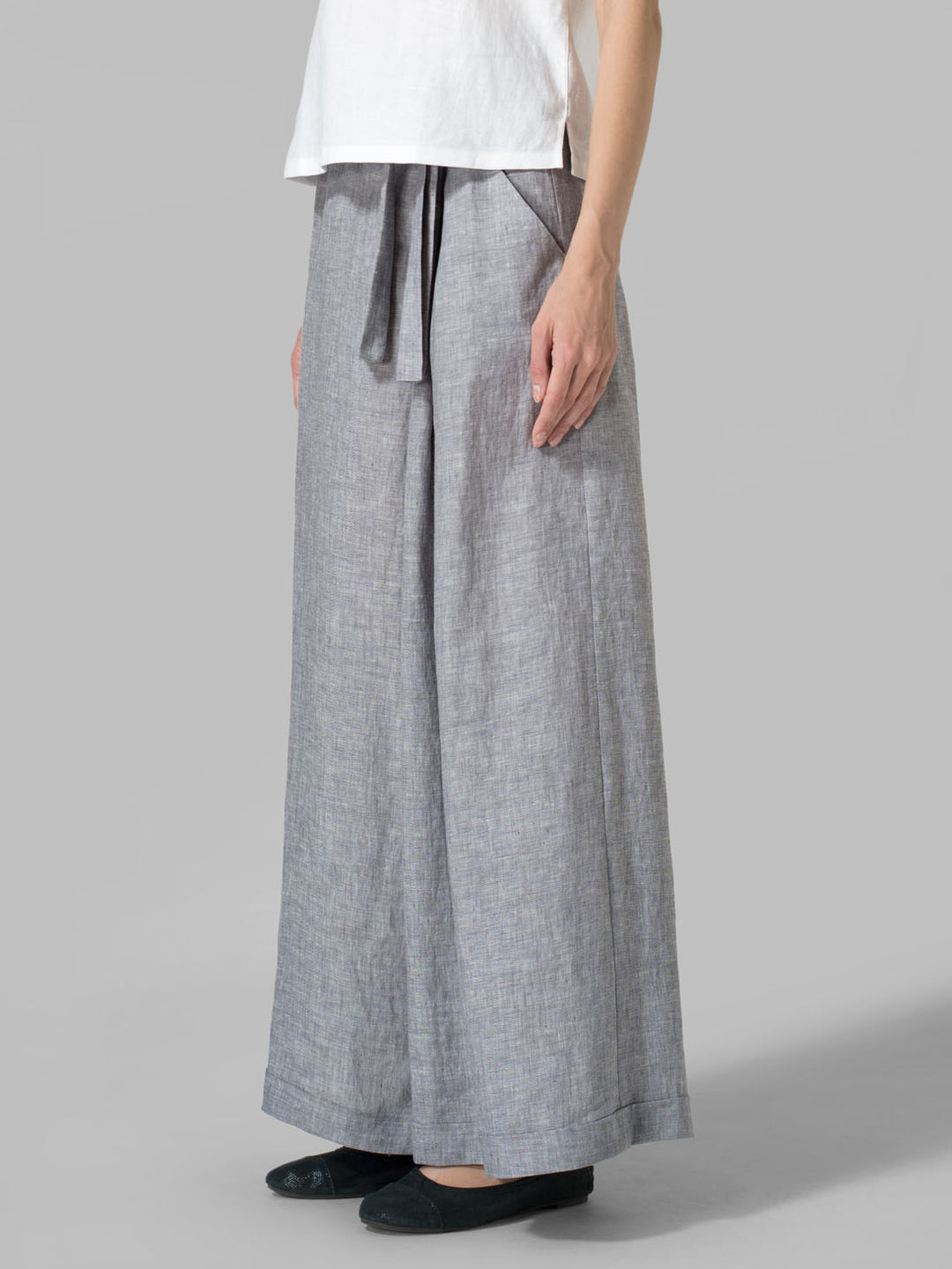 Cotton Linen Wide Leg Long Pants