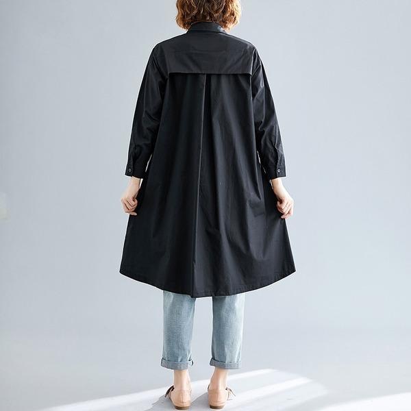 long sleeve plus size cotton linen vintage women casual loose midi autumn elegant party shirt dress clothes - Omychic