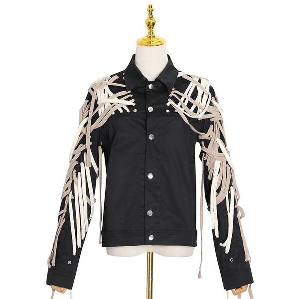 Patchwork Bandage Jacket Women Style Turn Down Collar Long Sleeve Single Breasted Coat - Omychic