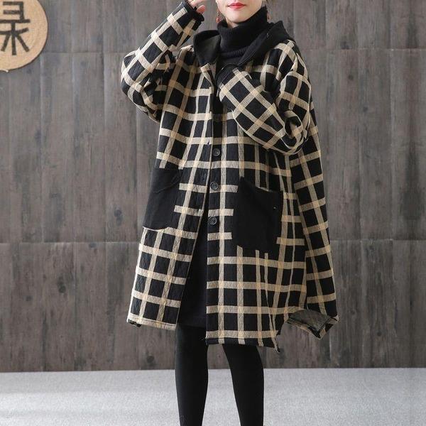 Yellow Vintage Parkas Irregular Hooded Coats 2020 Autumn New Button Pockets Female Chinese Style Parkas - Omychic