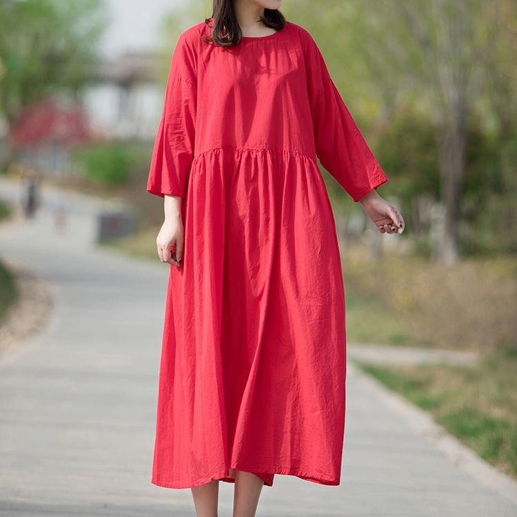 100% loose waist cotton quilting dresses Runway red Dresses summer - Omychic