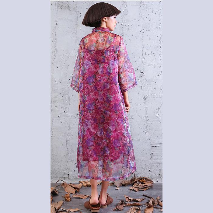 100% summer outfit Wardrobes pink loose Dress stand collar - Omychic