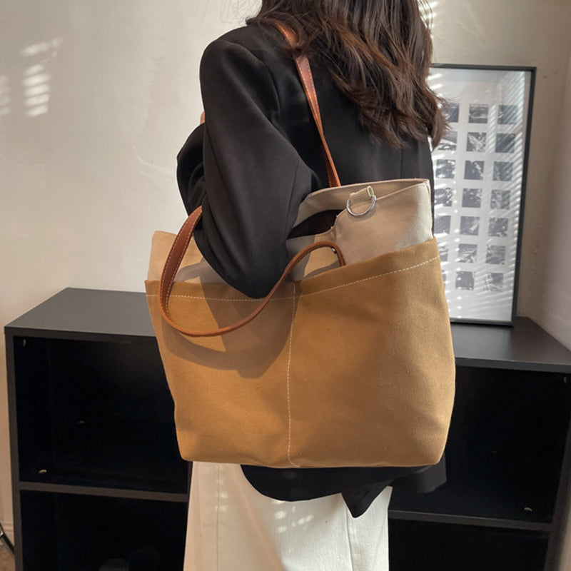 Casual Spliced Commuting Canvas Bag