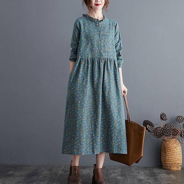 Women Cotton Linen Casual Long Ladies Elegant A-line Dresses - Omychic