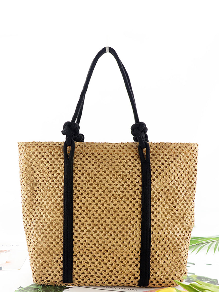Knitted Hollow Out Straw Shoulder Bag