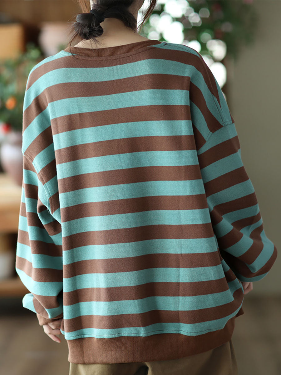Casual Striped Pullover Loose T-Shirt