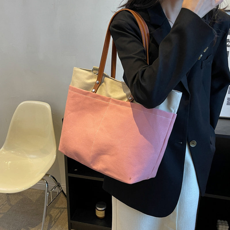 Casual Spliced Commuting Canvas Bag