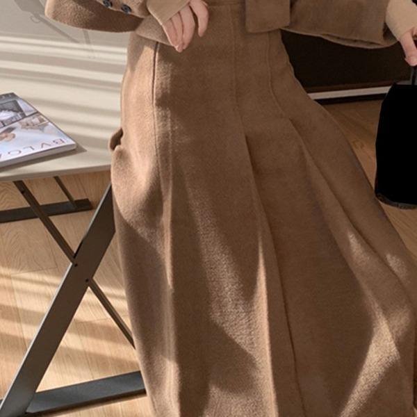 Vintage Wrinkles Skirt Women Winter Trendy Fashion New Style A Line Style Empire Waist Elegant Match All Pleated - Omychic